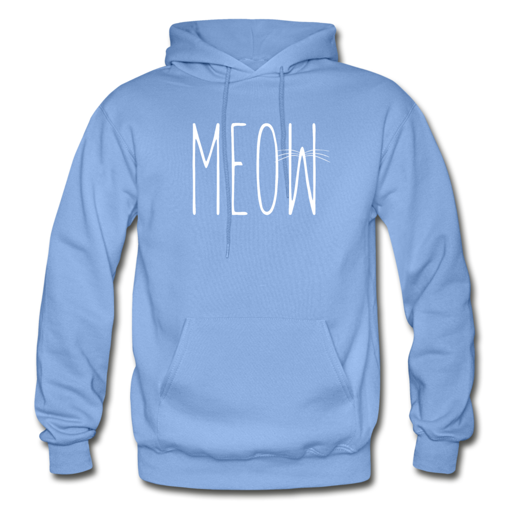 Meow - White - Gildan Heavy Blend Adult Hoodie - carolina blue