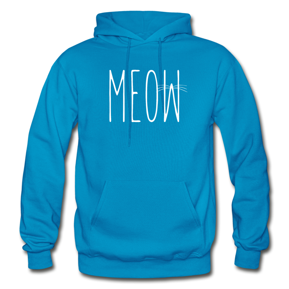 Meow - White - Gildan Heavy Blend Adult Hoodie - turquoise