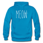 Meow - White - Gildan Heavy Blend Adult Hoodie - turquoise