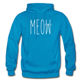Meow - White - Gildan Heavy Blend Adult Hoodie - turquoise