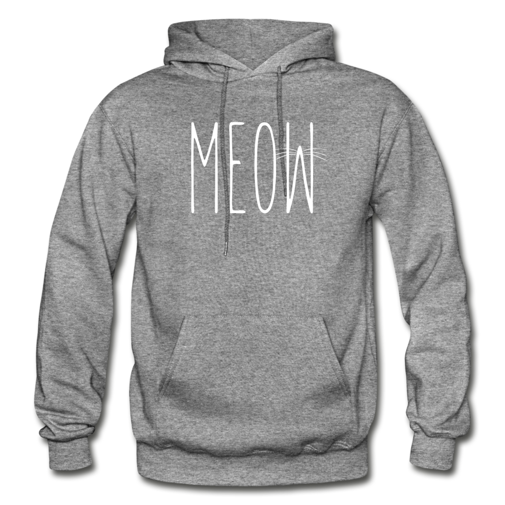 Meow - White - Gildan Heavy Blend Adult Hoodie - graphite heather