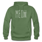 Meow - White - Gildan Heavy Blend Adult Hoodie - military green