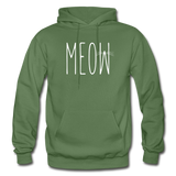 Meow - White - Gildan Heavy Blend Adult Hoodie - military green