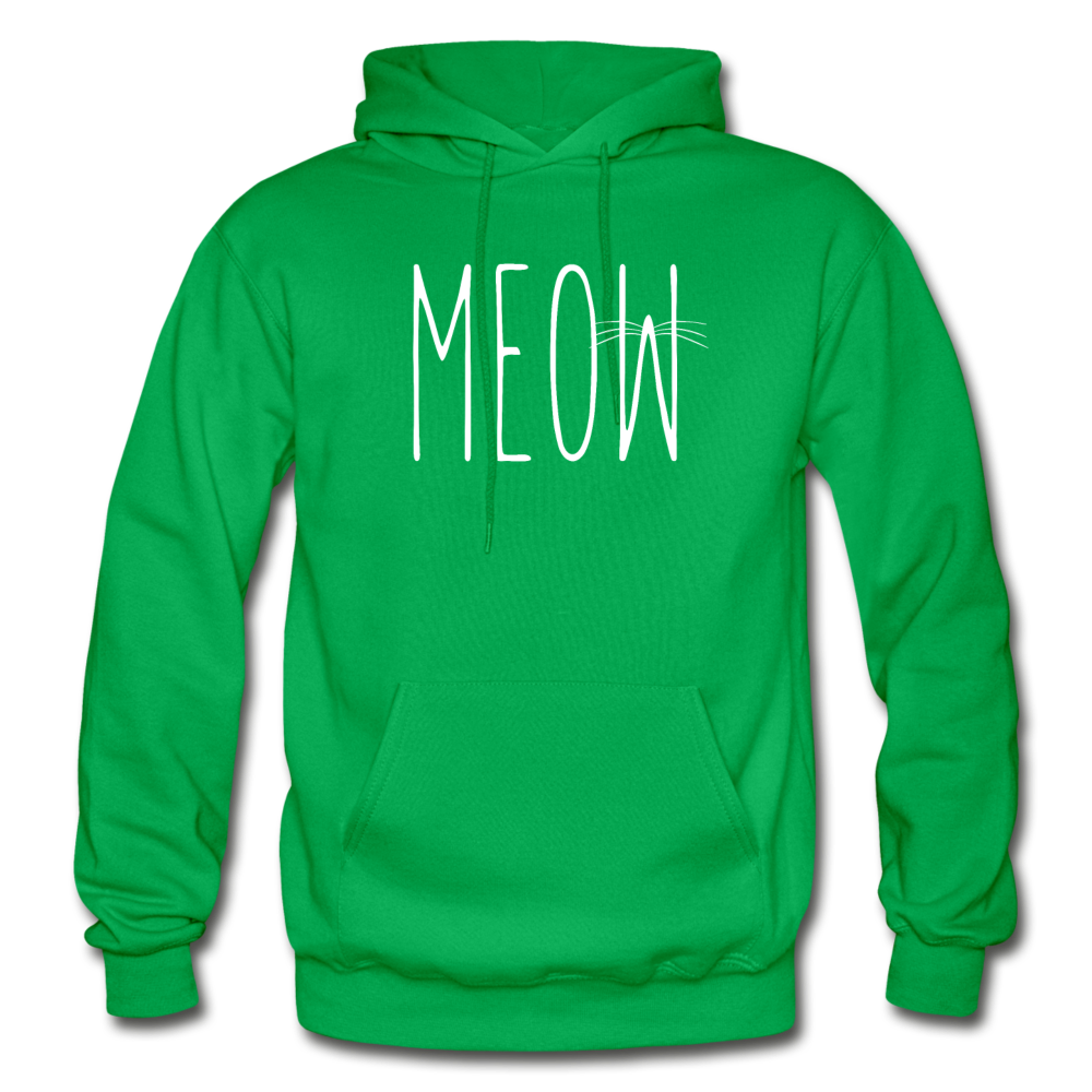 Meow - White - Gildan Heavy Blend Adult Hoodie - kelly green