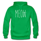 Meow - White - Gildan Heavy Blend Adult Hoodie - kelly green