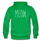 Meow - White - Gildan Heavy Blend Adult Hoodie - kelly green