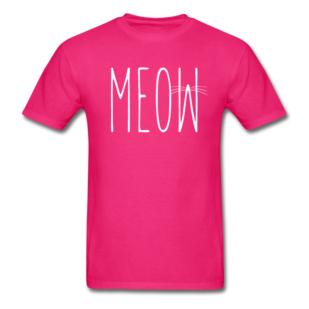 Meow - White - Unisex Classic T-Shirt - fuchsia