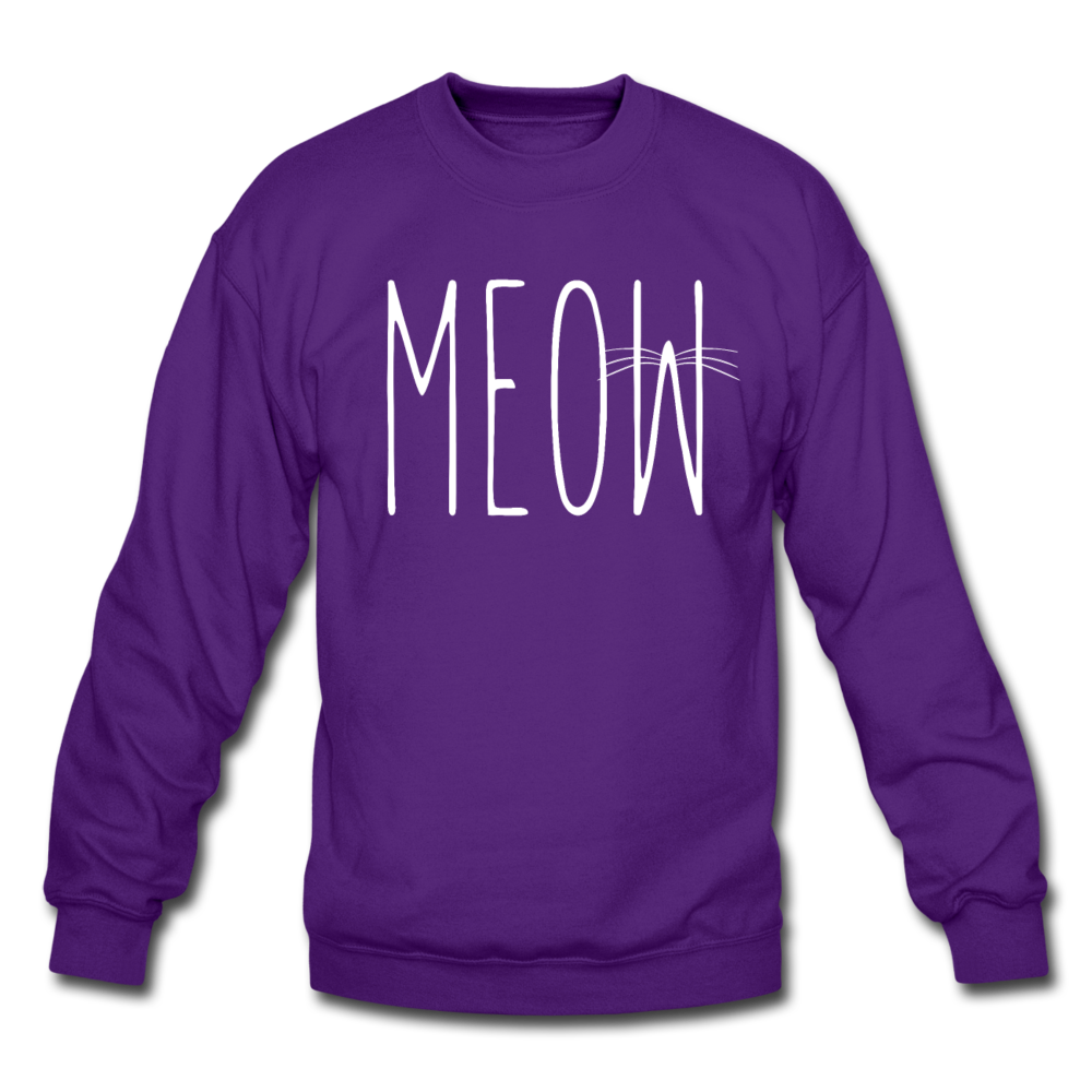 Meow - White - Crewneck Sweatshirt - purple