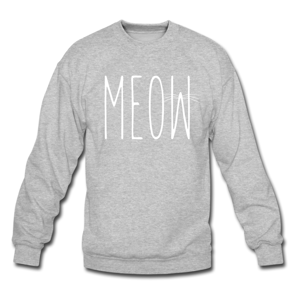 Meow - White - Crewneck Sweatshirt - heather gray