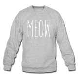Meow - White - Crewneck Sweatshirt - heather gray