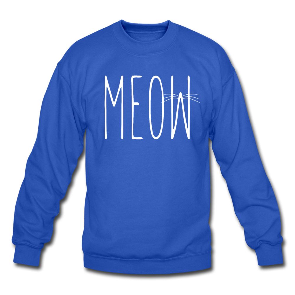 Meow - White - Crewneck Sweatshirt - royal blue