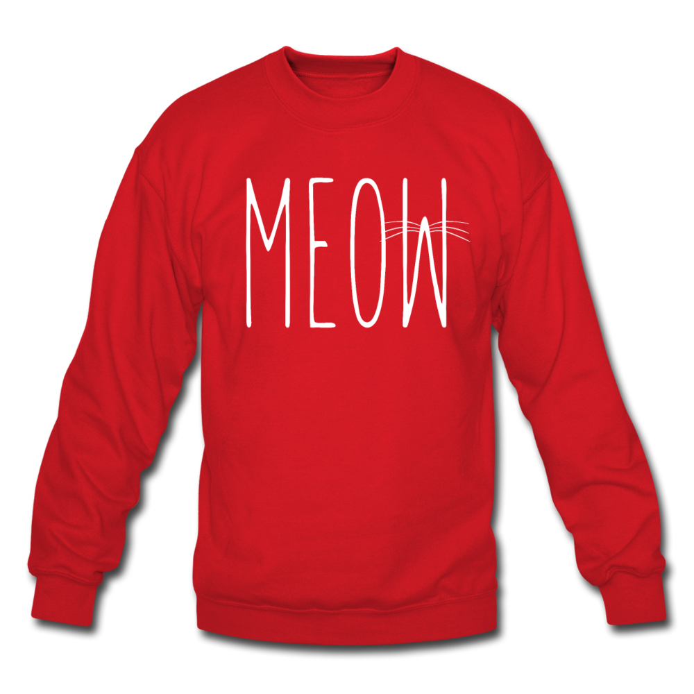 Meow - White - Crewneck Sweatshirt - red