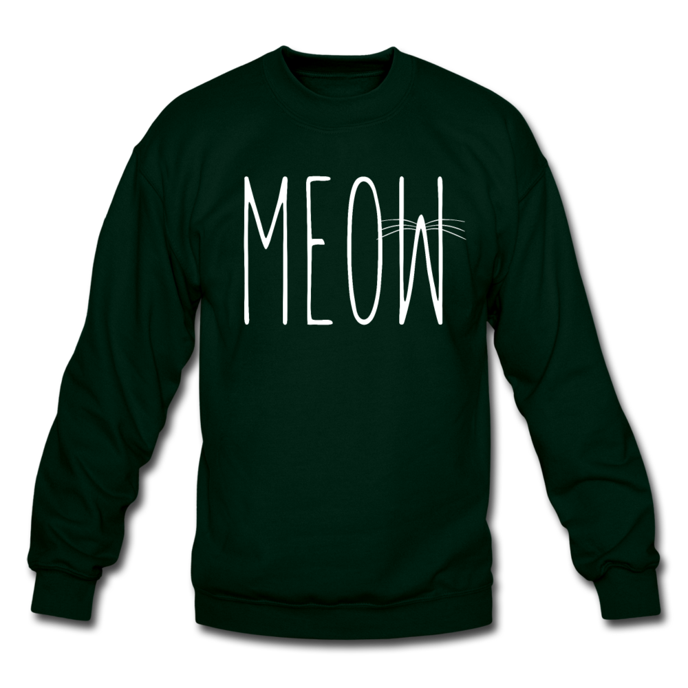 Meow - White - Crewneck Sweatshirt - forest green