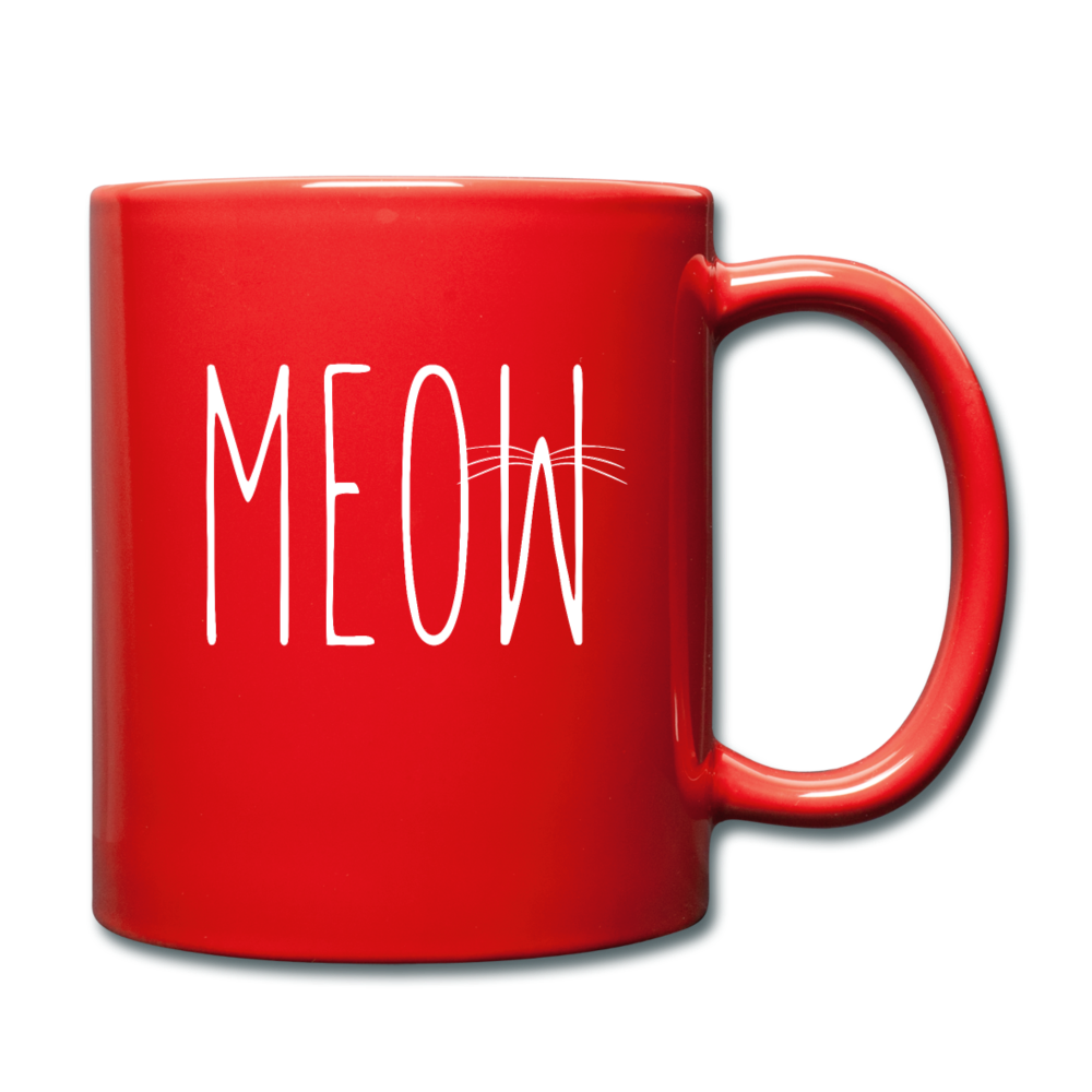 Meow - White - Full Color Mug - red