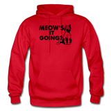 Meow's It Going - Black - Gildan Heavy Blend Adult Hoodie - red