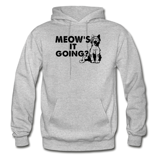 Meow's It Going - Black - Gildan Heavy Blend Adult Hoodie - heather gray