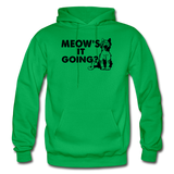 Meow's It Going - Black - Gildan Heavy Blend Adult Hoodie - kelly green