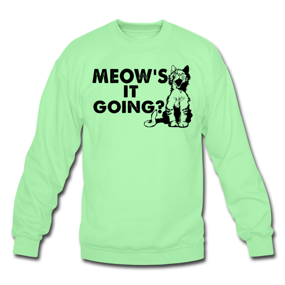 Meow's It Going - Black - Crewneck Sweatshirt - lime