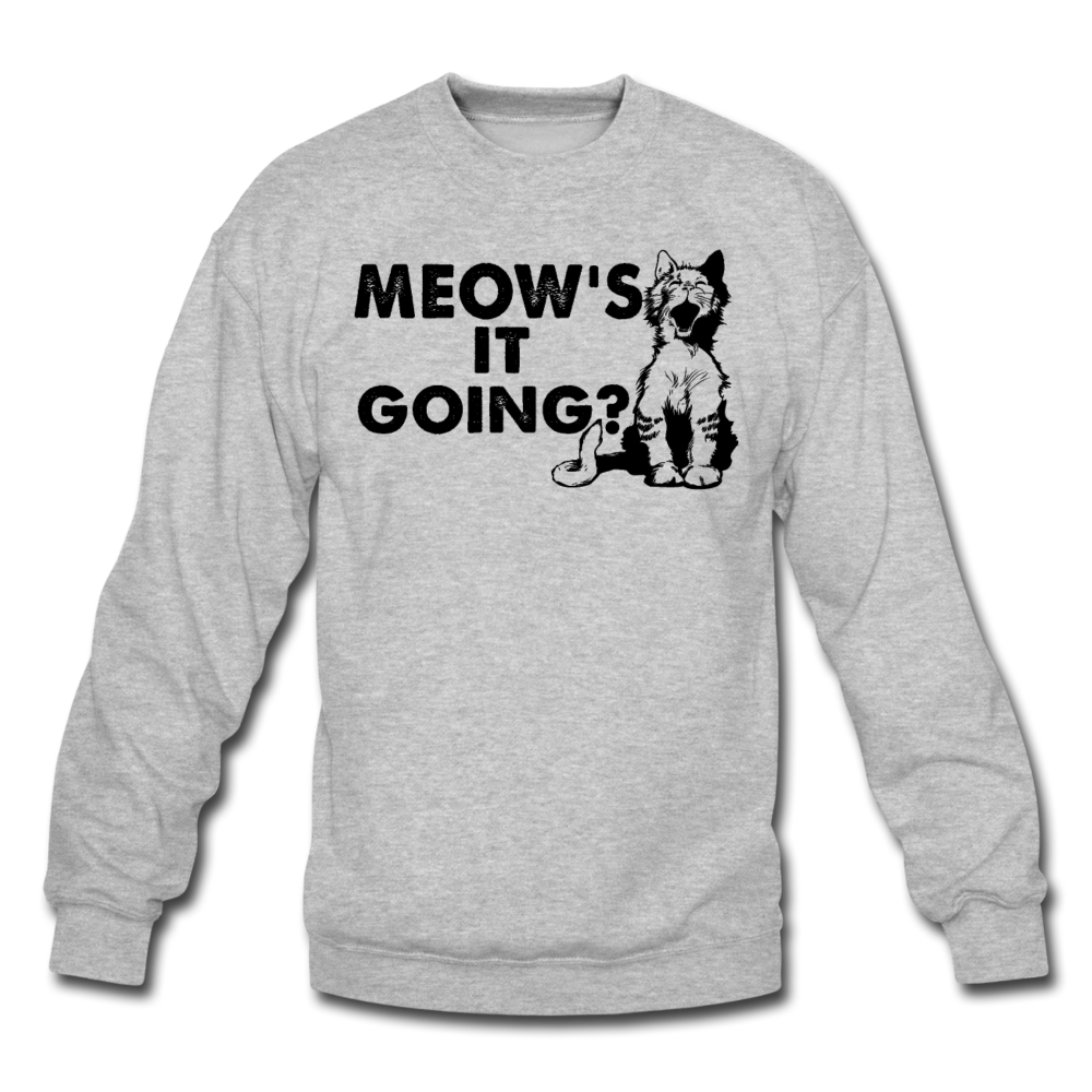 Meow's It Going - Black - Crewneck Sweatshirt - heather gray