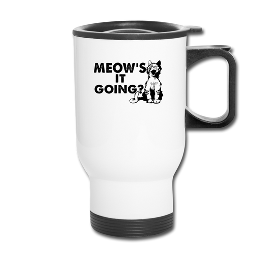 Meow's It Going - Black - Travel Mug - white