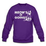 Meow's It Going - White - Crewneck Sweatshirt - purple