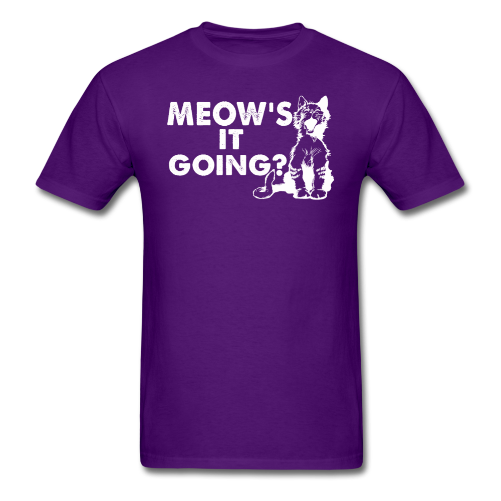 Meow's It Going - White - Unisex Classic T-Shirt - purple