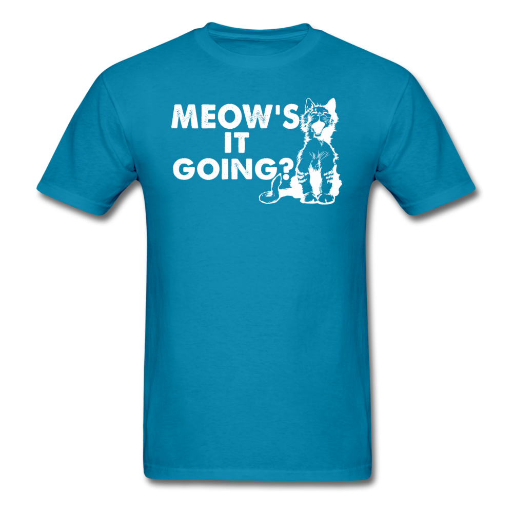 Meow's It Going - White - Unisex Classic T-Shirt - turquoise