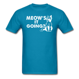Meow's It Going - White - Unisex Classic T-Shirt - turquoise