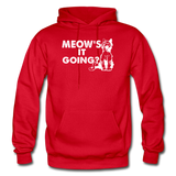 Meow's It Going - White - Gildan Heavy Blend Adult Hoodie - red