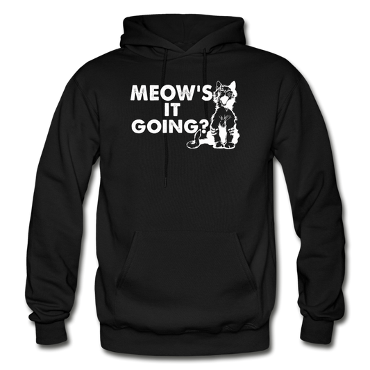 Meow's It Going - White - Gildan Heavy Blend Adult Hoodie - black