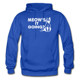 Meow's It Going - White - Gildan Heavy Blend Adult Hoodie - royal blue