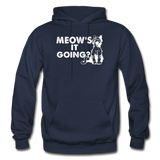 Meow's It Going - White - Gildan Heavy Blend Adult Hoodie - navy