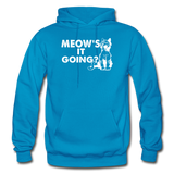 Meow's It Going - White - Gildan Heavy Blend Adult Hoodie - turquoise