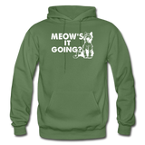 Meow's It Going - White - Gildan Heavy Blend Adult Hoodie - military green
