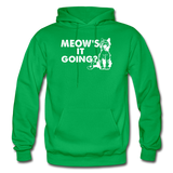 Meow's It Going - White - Gildan Heavy Blend Adult Hoodie - kelly green