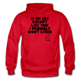 If My Cat Doesn't Like You - Black - Gildan Heavy Blend Adult Hoodie - red