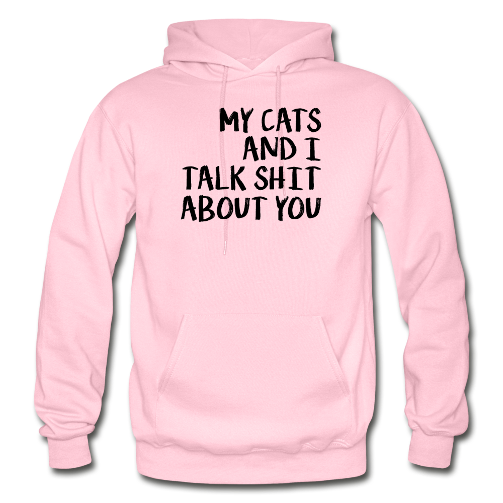 My Cats And I Talk - Black - Gildan Heavy Blend Adult Hoodie - light pink