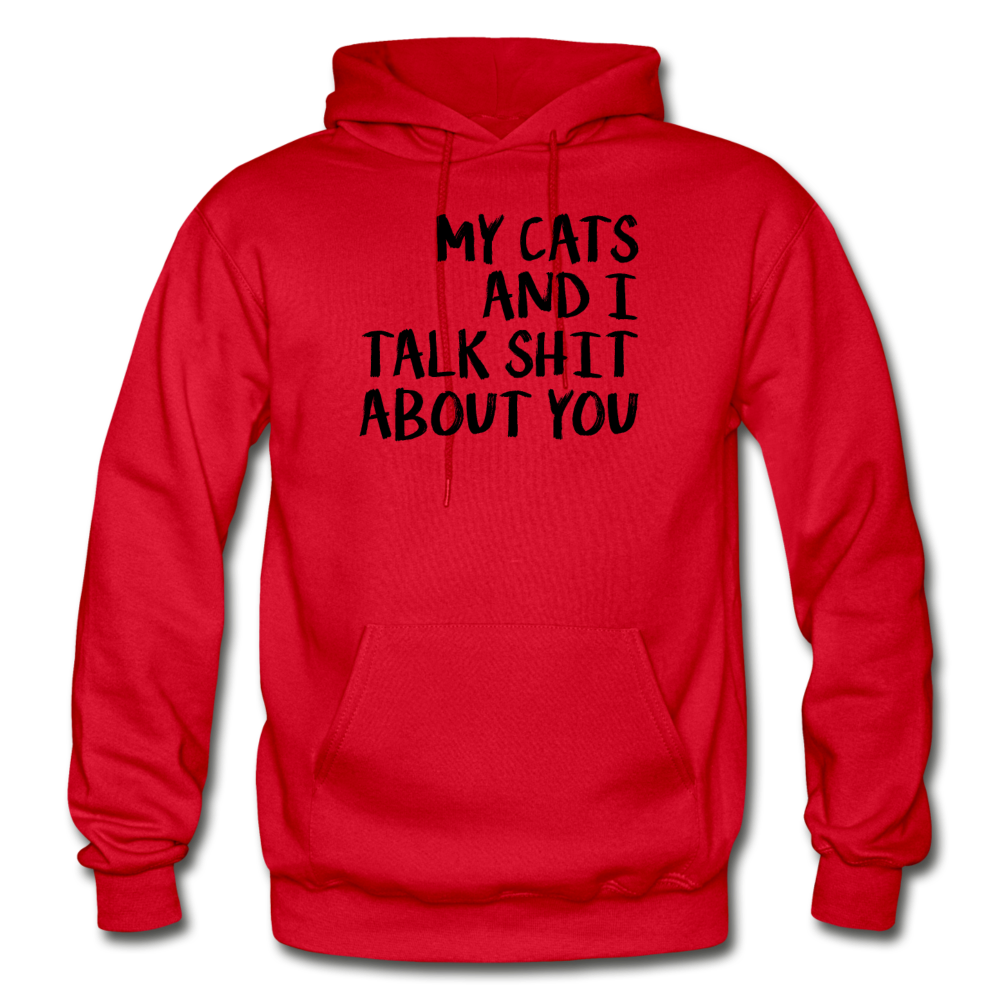 My Cats And I Talk - Black - Gildan Heavy Blend Adult Hoodie - red