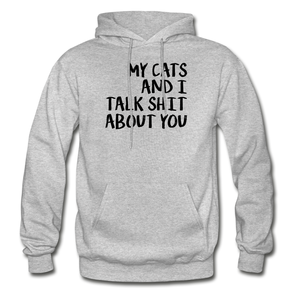 My Cats And I Talk - Black - Gildan Heavy Blend Adult Hoodie - heather gray