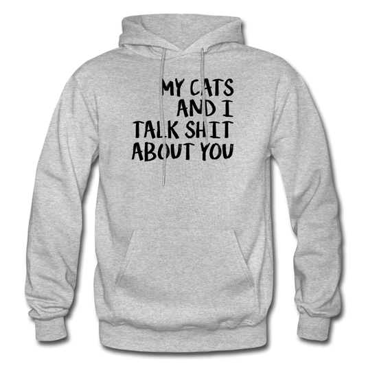 My Cats And I Talk - Black - Gildan Heavy Blend Adult Hoodie - heather gray