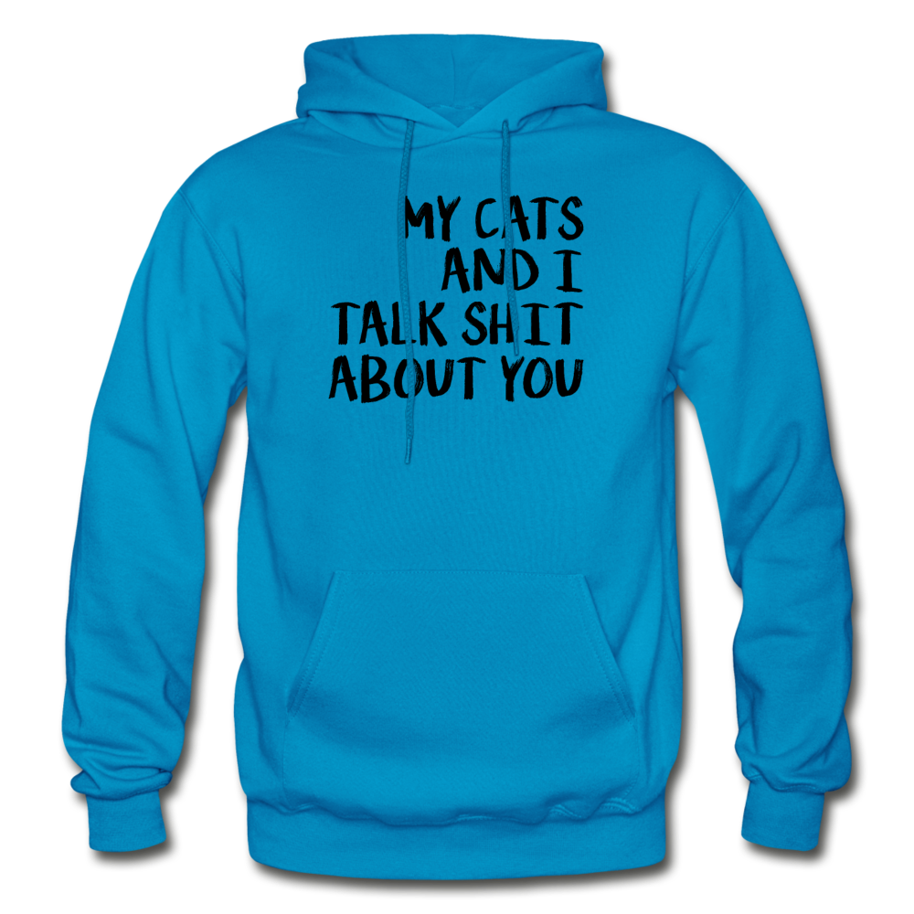 My Cats And I Talk - Black - Gildan Heavy Blend Adult Hoodie - turquoise