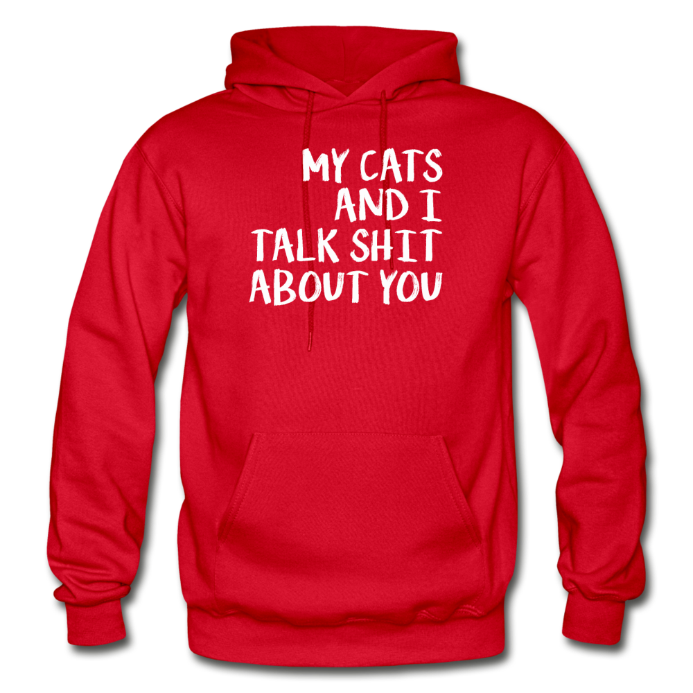 My Cats And I Talk - White - Gildan Heavy Blend Adult Hoodie - red