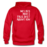 My Cats And I Talk - White - Gildan Heavy Blend Adult Hoodie - red
