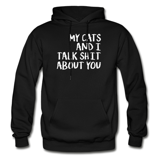 My Cats And I Talk - White - Gildan Heavy Blend Adult Hoodie - black