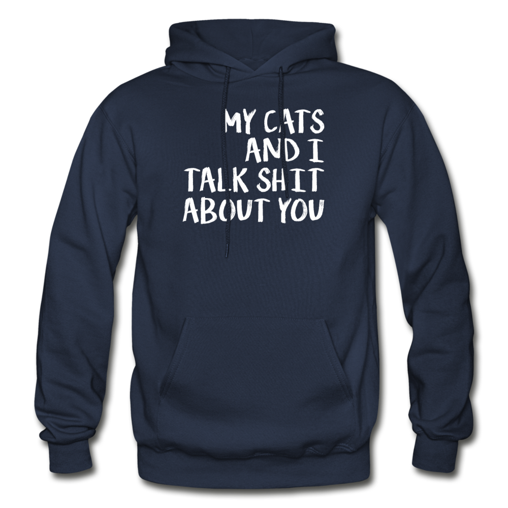 My Cats And I Talk - White - Gildan Heavy Blend Adult Hoodie - navy