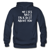 My Cats And I Talk - White - Gildan Heavy Blend Adult Hoodie - navy