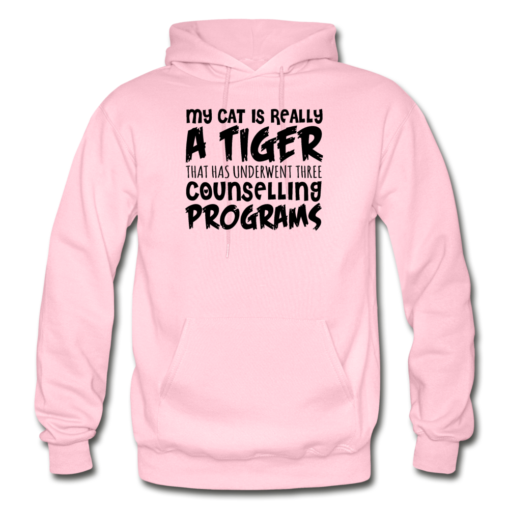 My Cat Is Really A Tiger - Black - Gildan Heavy Blend Adult Hoodie - light pink