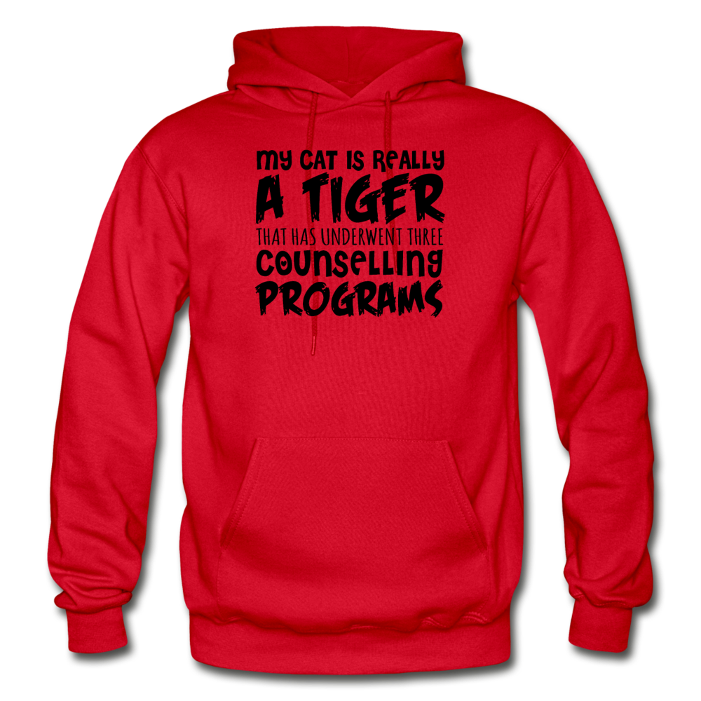 My Cat Is Really A Tiger - Black - Gildan Heavy Blend Adult Hoodie - red