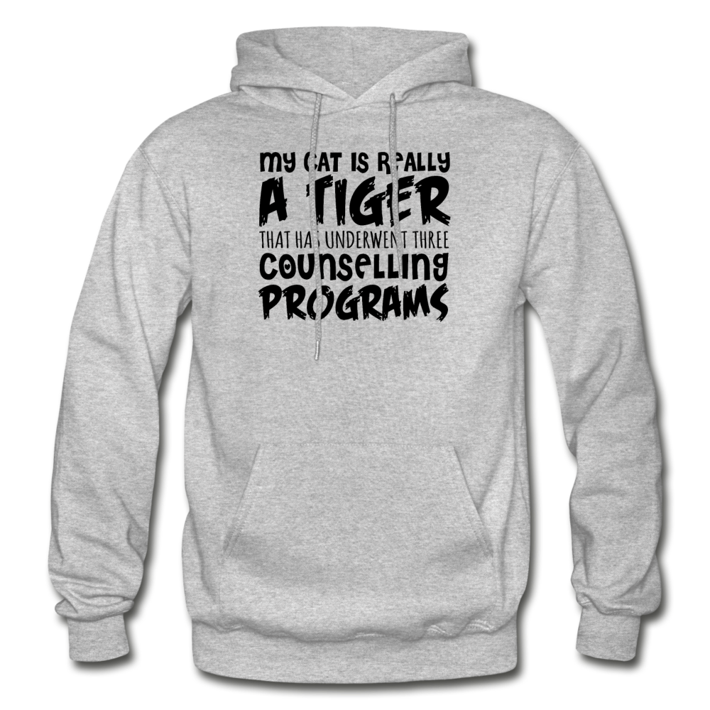 My Cat Is Really A Tiger - Black - Gildan Heavy Blend Adult Hoodie - heather gray