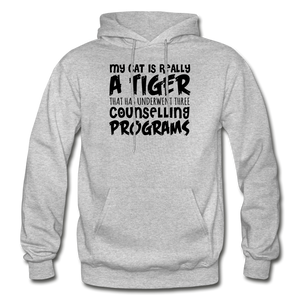 My Cat Is Really A Tiger - Black - Gildan Heavy Blend Adult Hoodie - heather gray